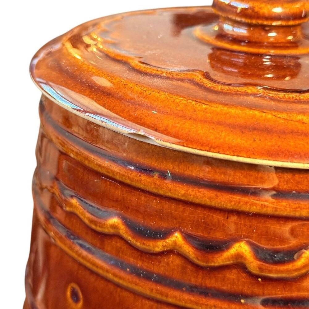 Vintage Marcrest Daisy and Dot Brown Stoneware Cookie Jar 1950s Oven Proof - Picture 8 of 9